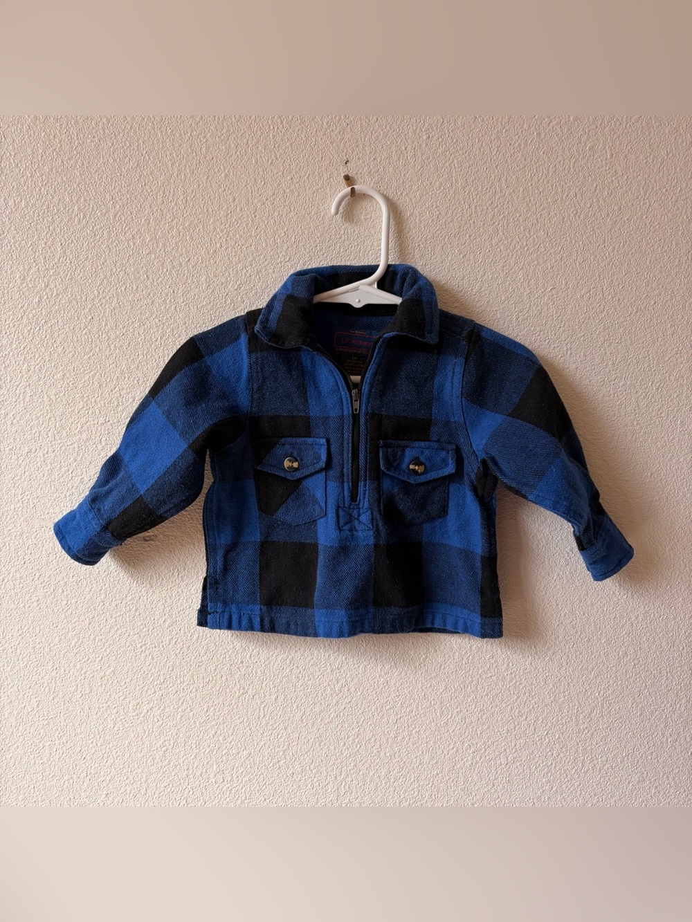 Lil’ Hickory 6 Month Blue and Black Buffalo Plaid Cotton Blend Pullover Shirt